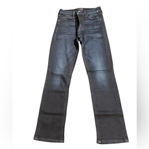 MOTHER THE MID RISE DAZZLER ANKLE Blue Straight Leg Denim with Subtle Worn Look